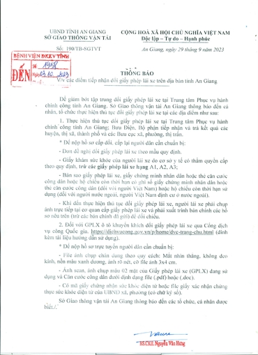 thong bao v v dien tiep nhan doi giay phep lai xe tren dia ban tinh an giang